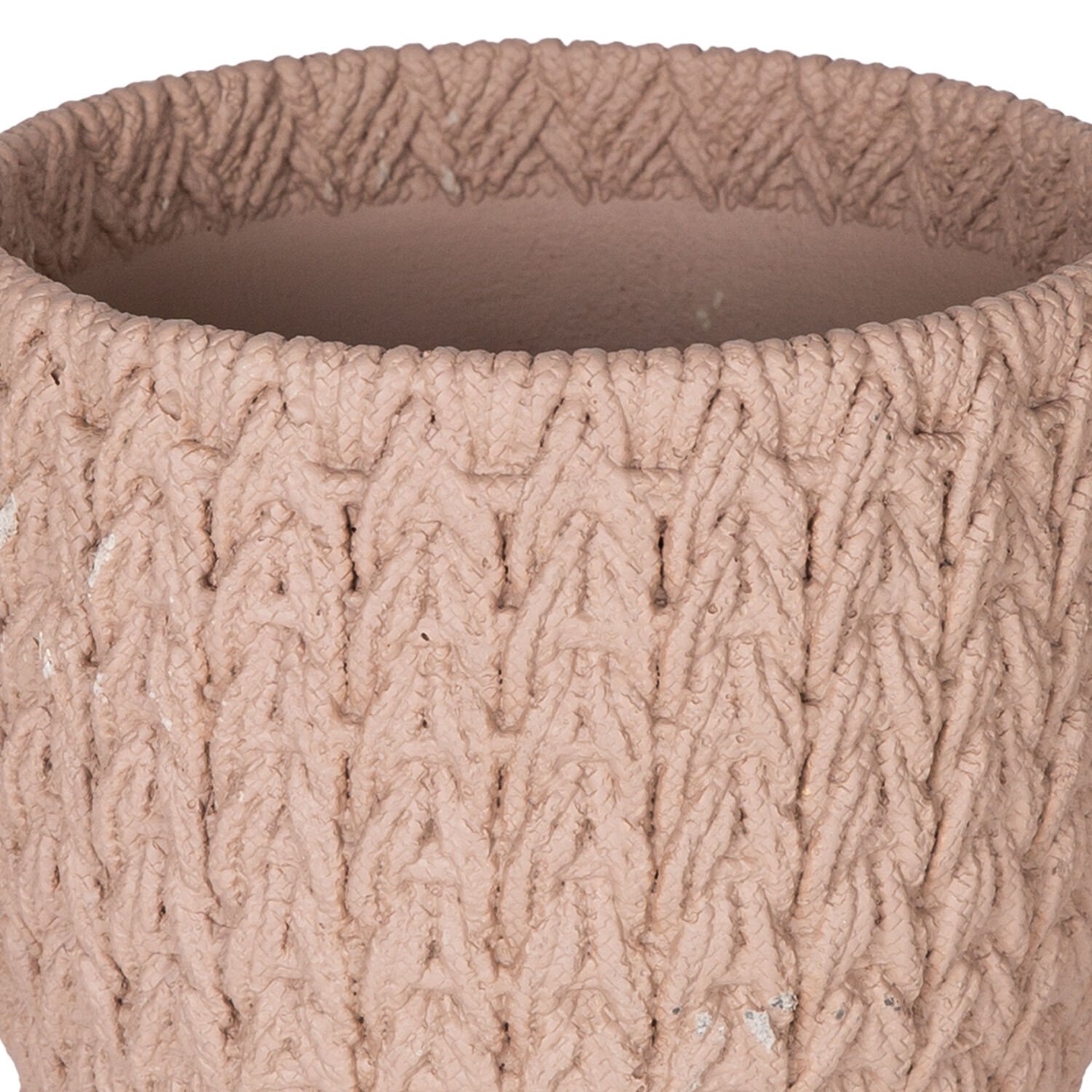 Beton Saksı, Örgü Desenli, Kahverengi - 14x13 cm