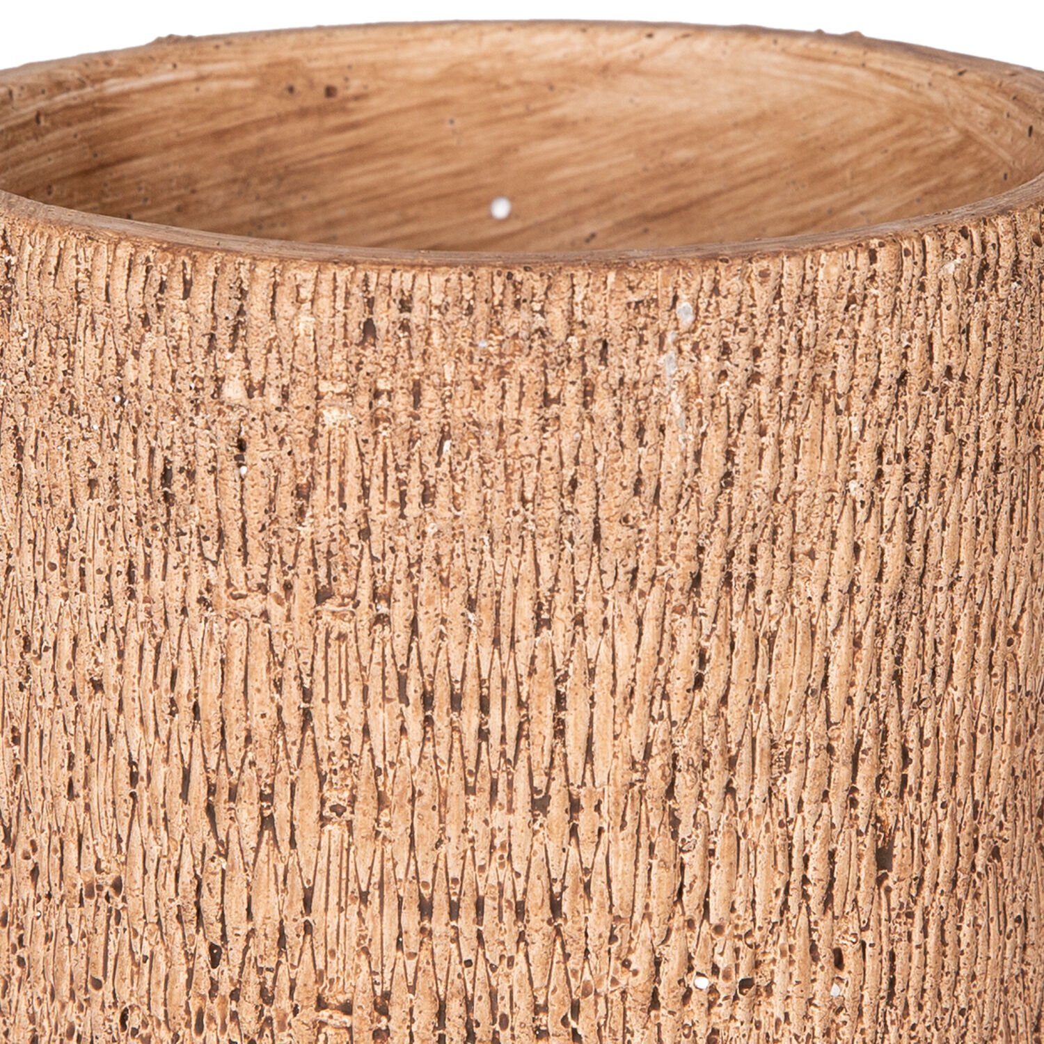 Beton Saksı, Hasır Desenli, Kahverengi - 12x10,5 cm