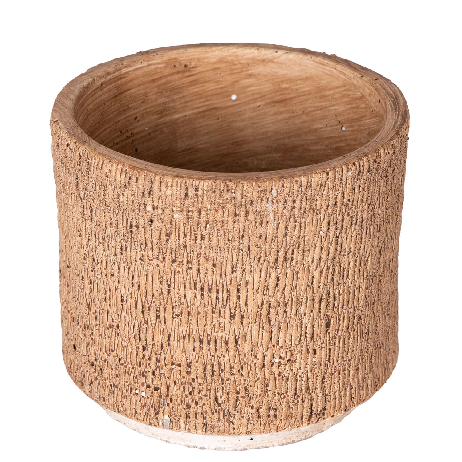 Beton Saksı, Hasır Desenli, Kahverengi - 12x10,5 cm