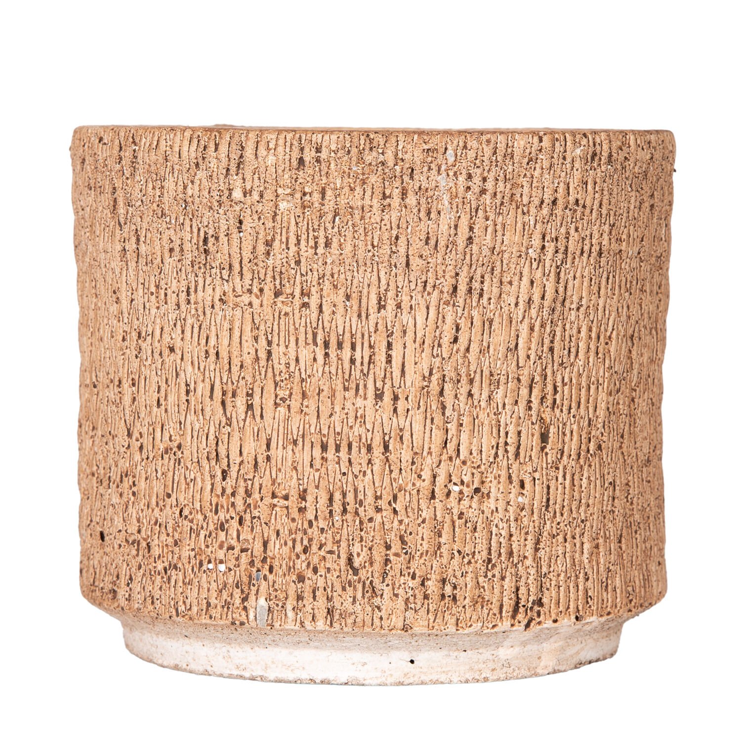 Beton Saksı, Hasır Desenli, Kahverengi - 12x10,5 cm
