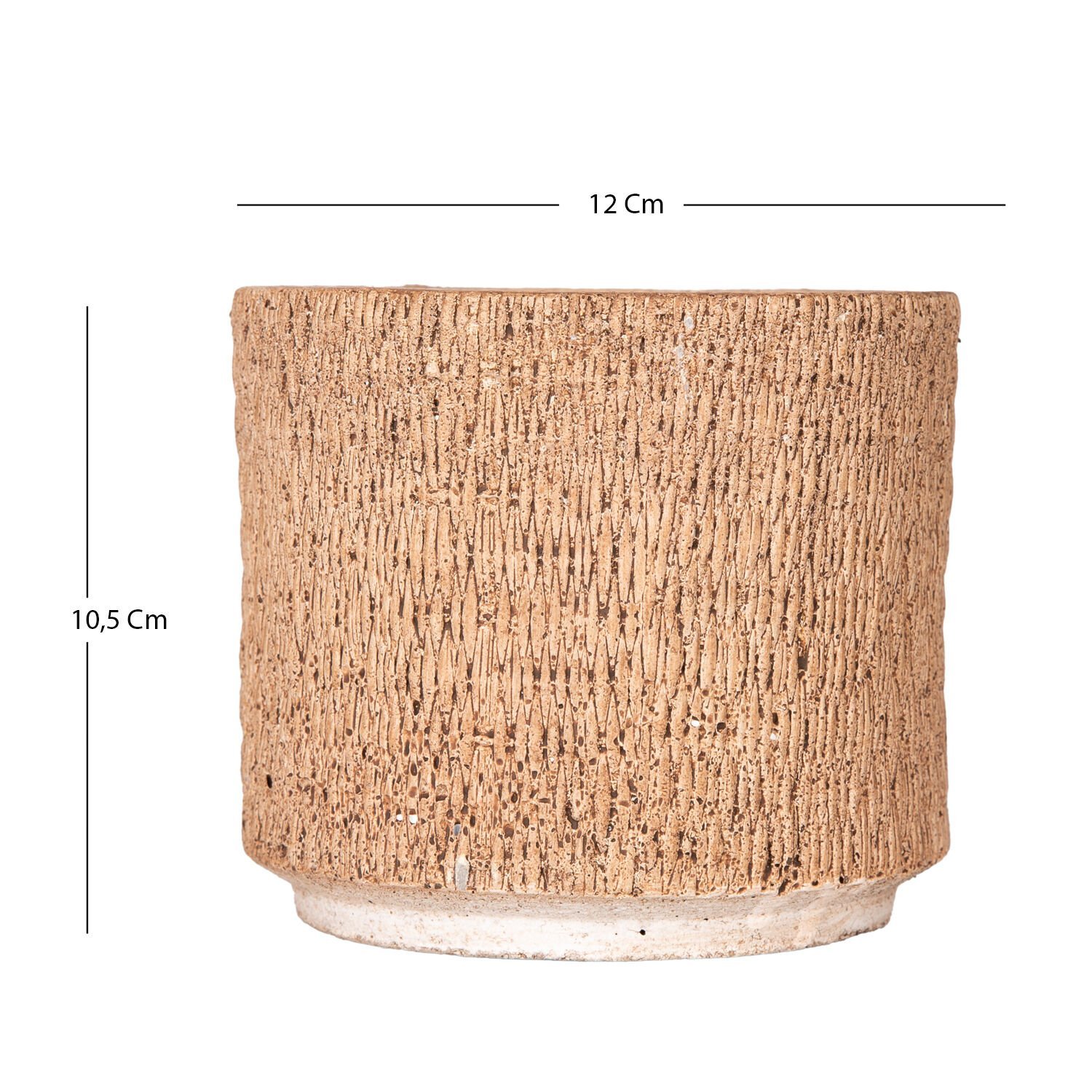 Beton Saksı, Hasır Desenli, Kahverengi - 12x10,5 cm