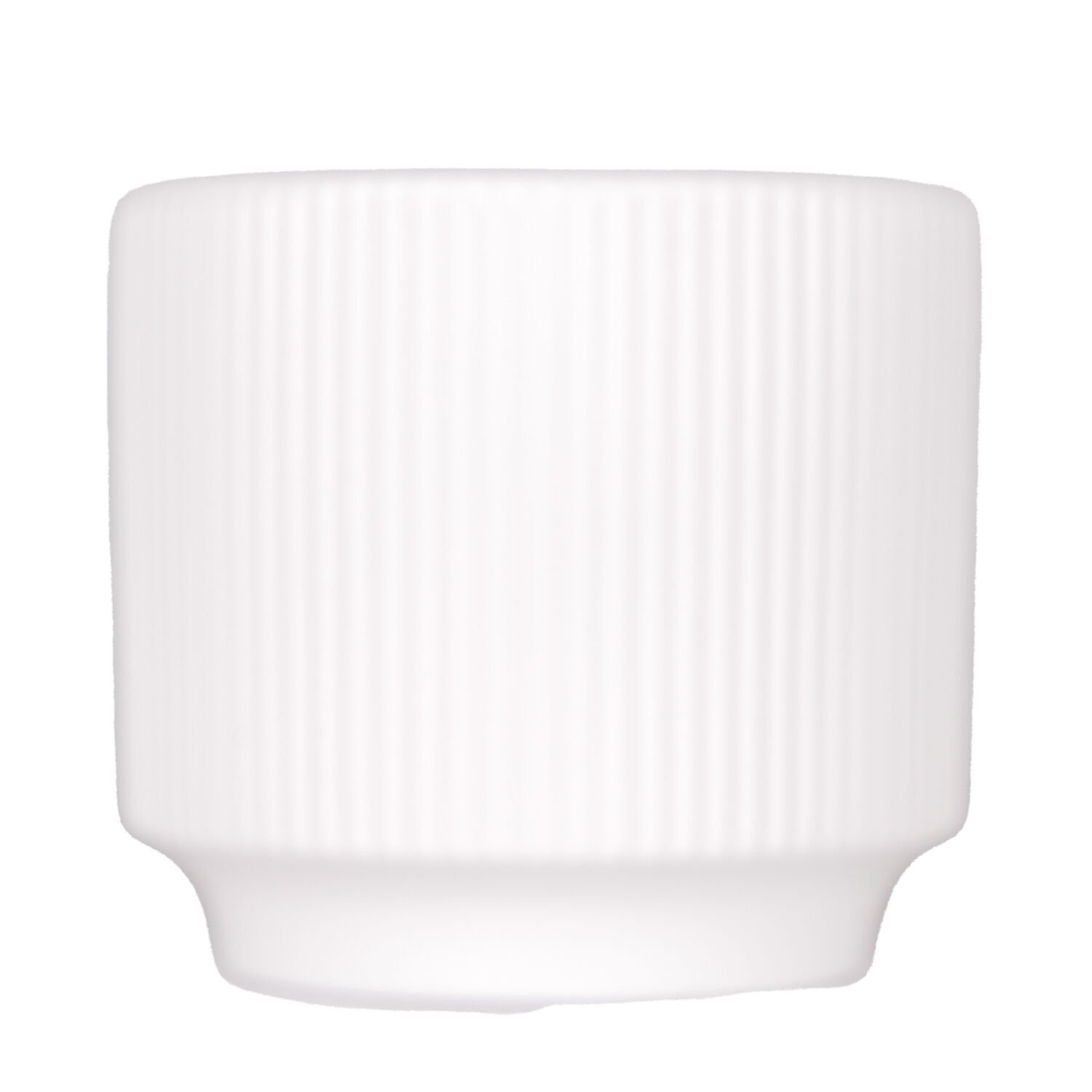 Seramik Saksı, Dikey Kabartma Çizgili, Beyaz - 12,5x12 cm