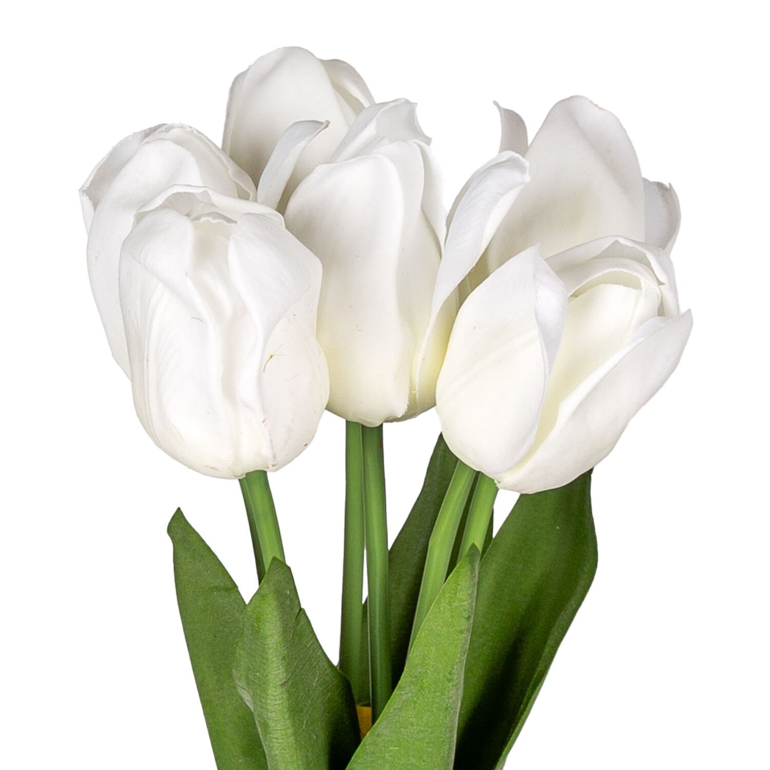 Yapay Çiçek, Lale, Islak Dokulu, Beyaz - 44 cm