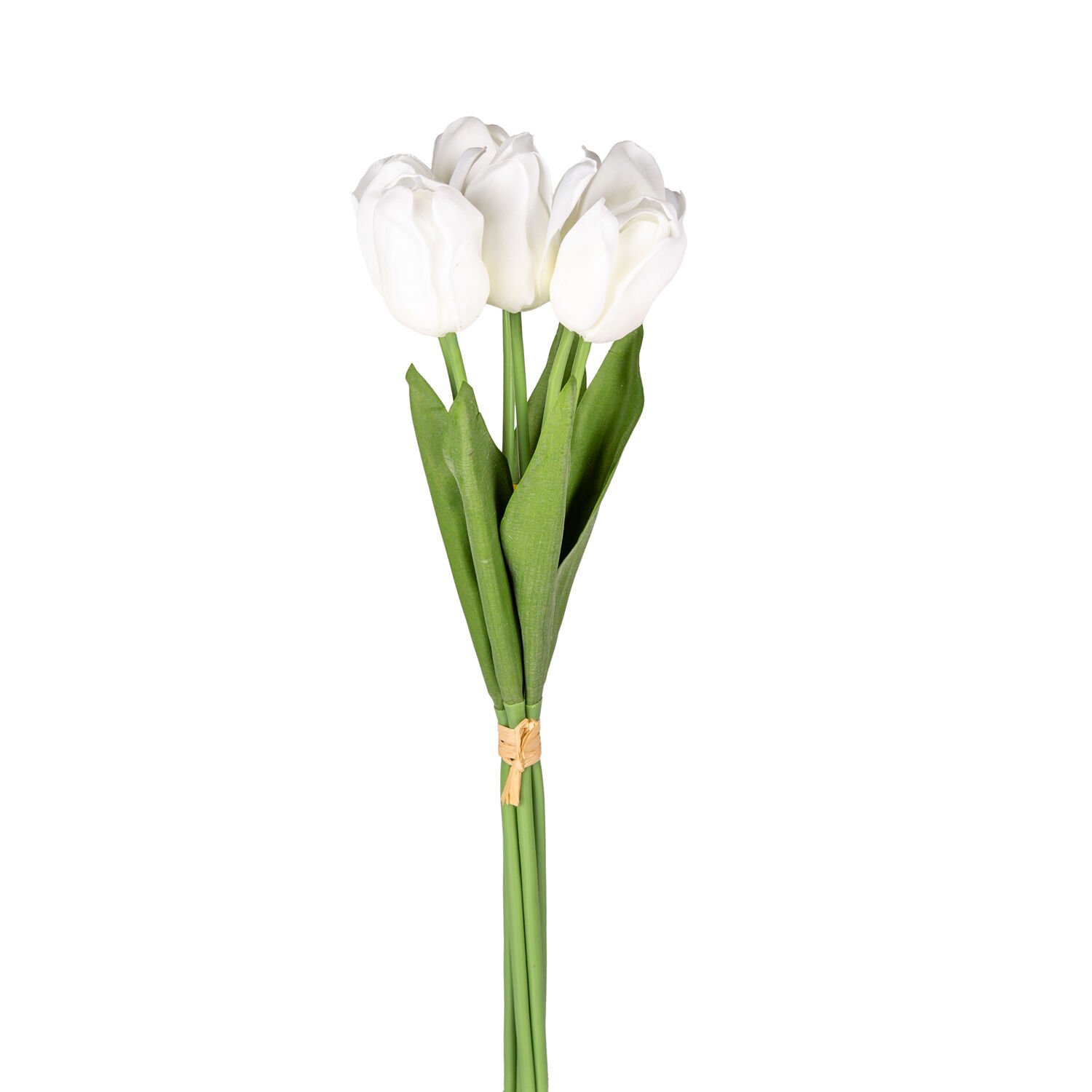 Yapay Çiçek, Lale, Islak Dokulu, Beyaz - 44 cm