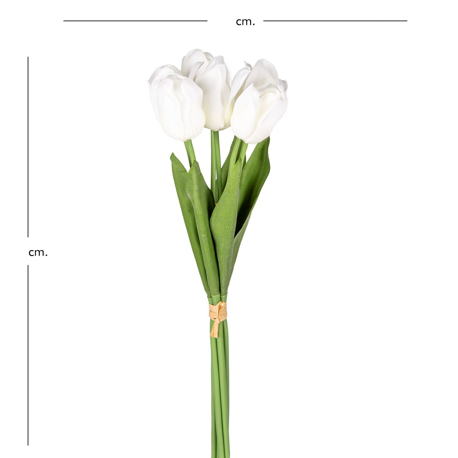 Yapay Çiçek, Lale, Islak Dokulu, Beyaz - 44 cm