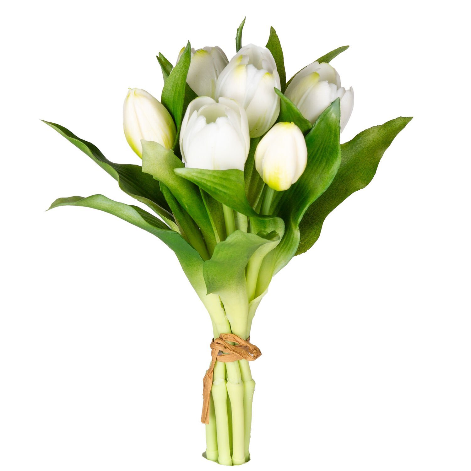 Yapay Çiçek, Lale, Islak Dokulu, Beyaz - 26 cm