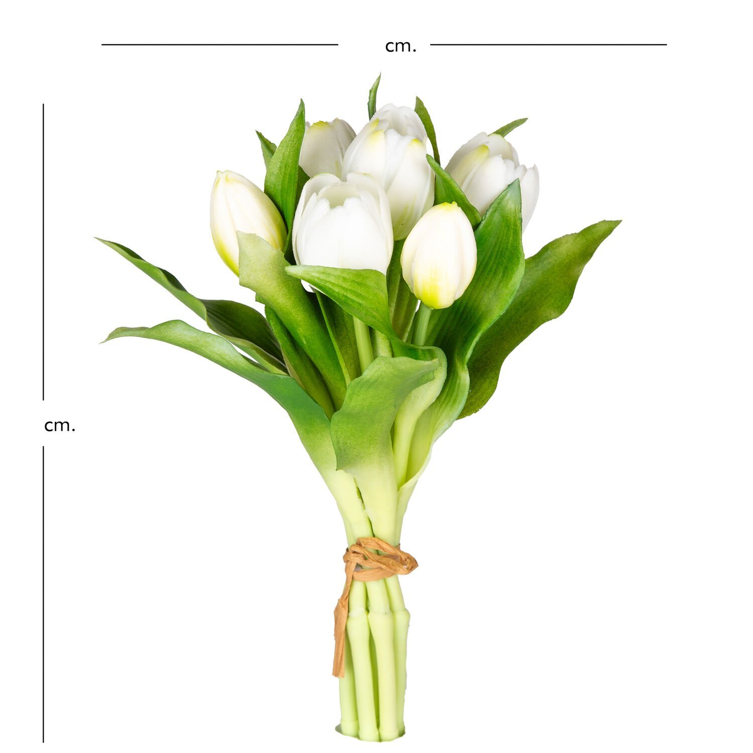 Yapay Çiçek, Lale, Islak Dokulu, Beyaz - 26 cm