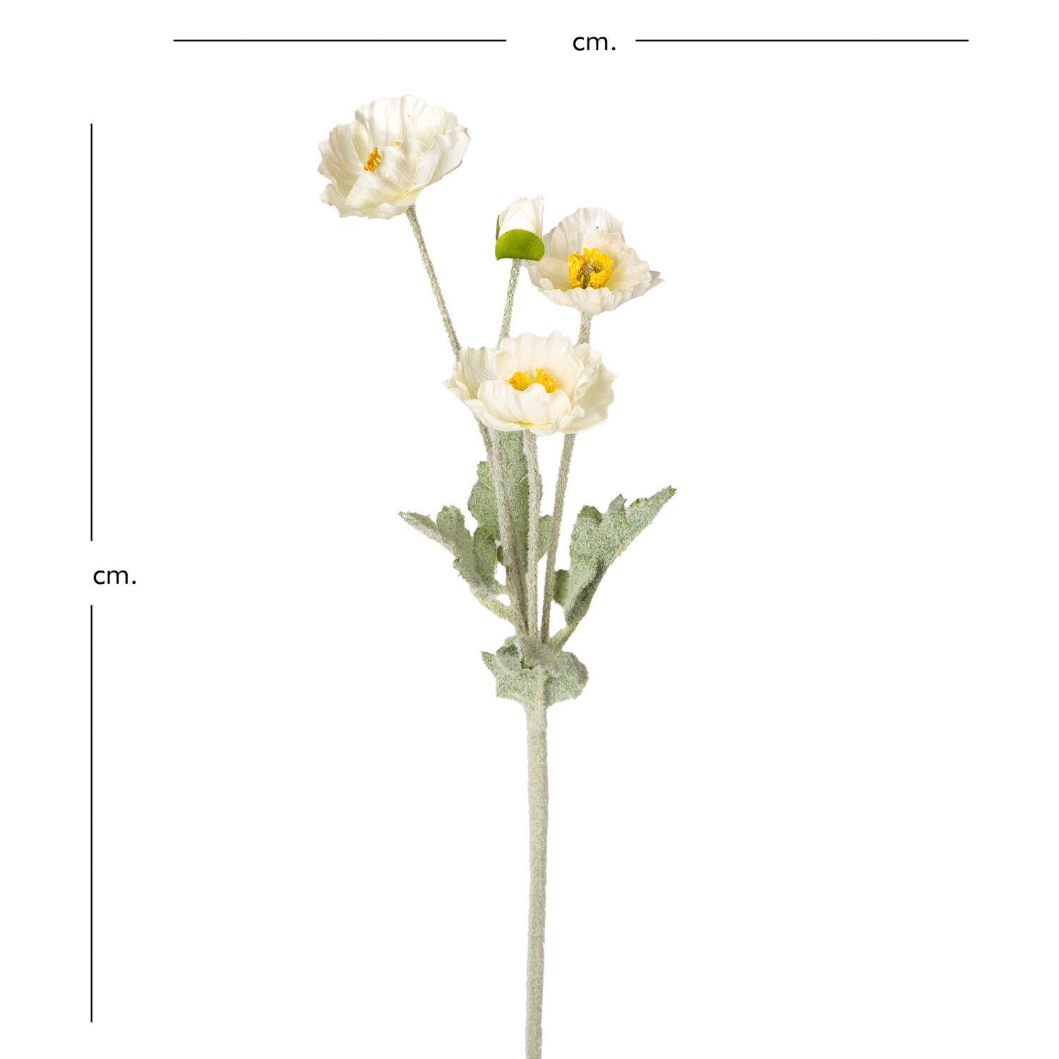 Yapay Çiçek, Gelincik, Beyaz - 58 cm