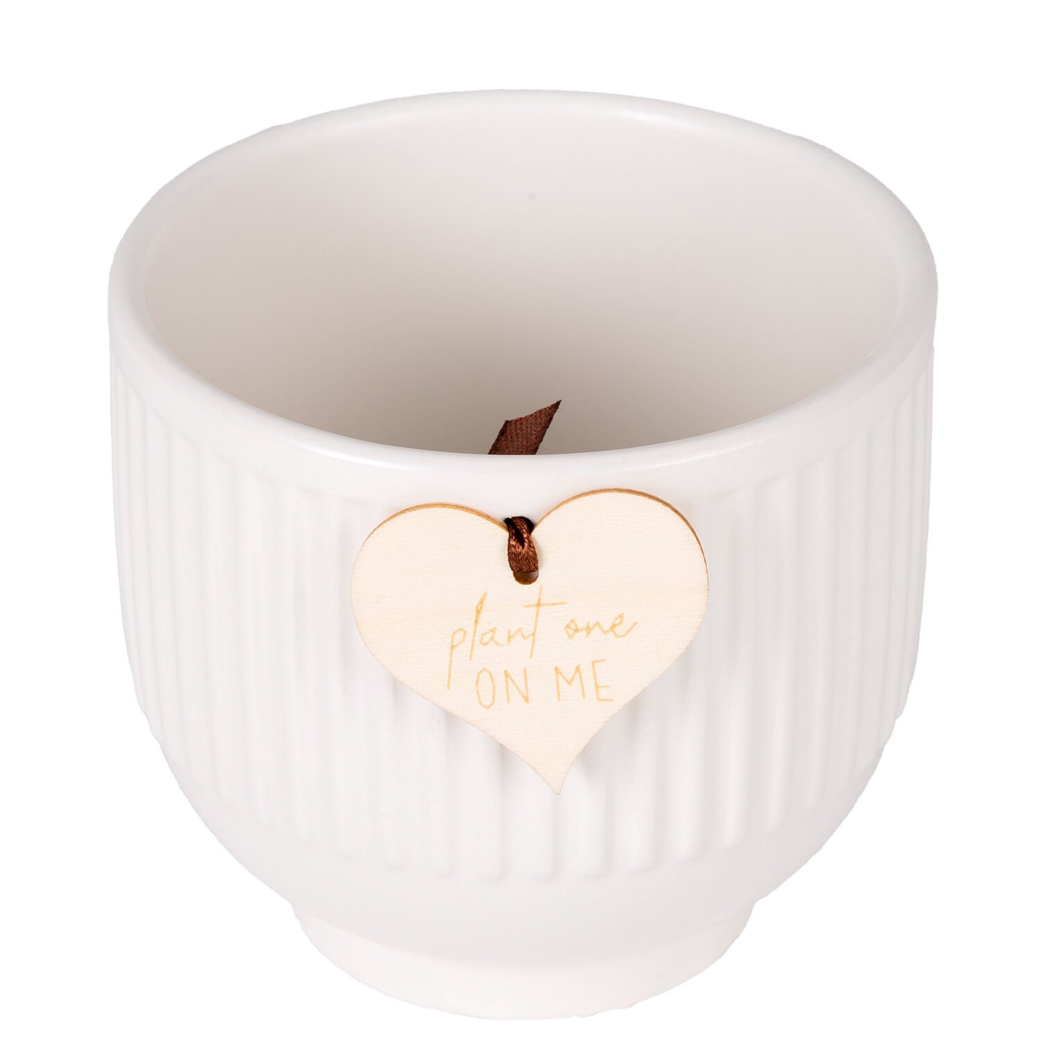 Seramik Saksı, Beyaz - 10x10.5 cm