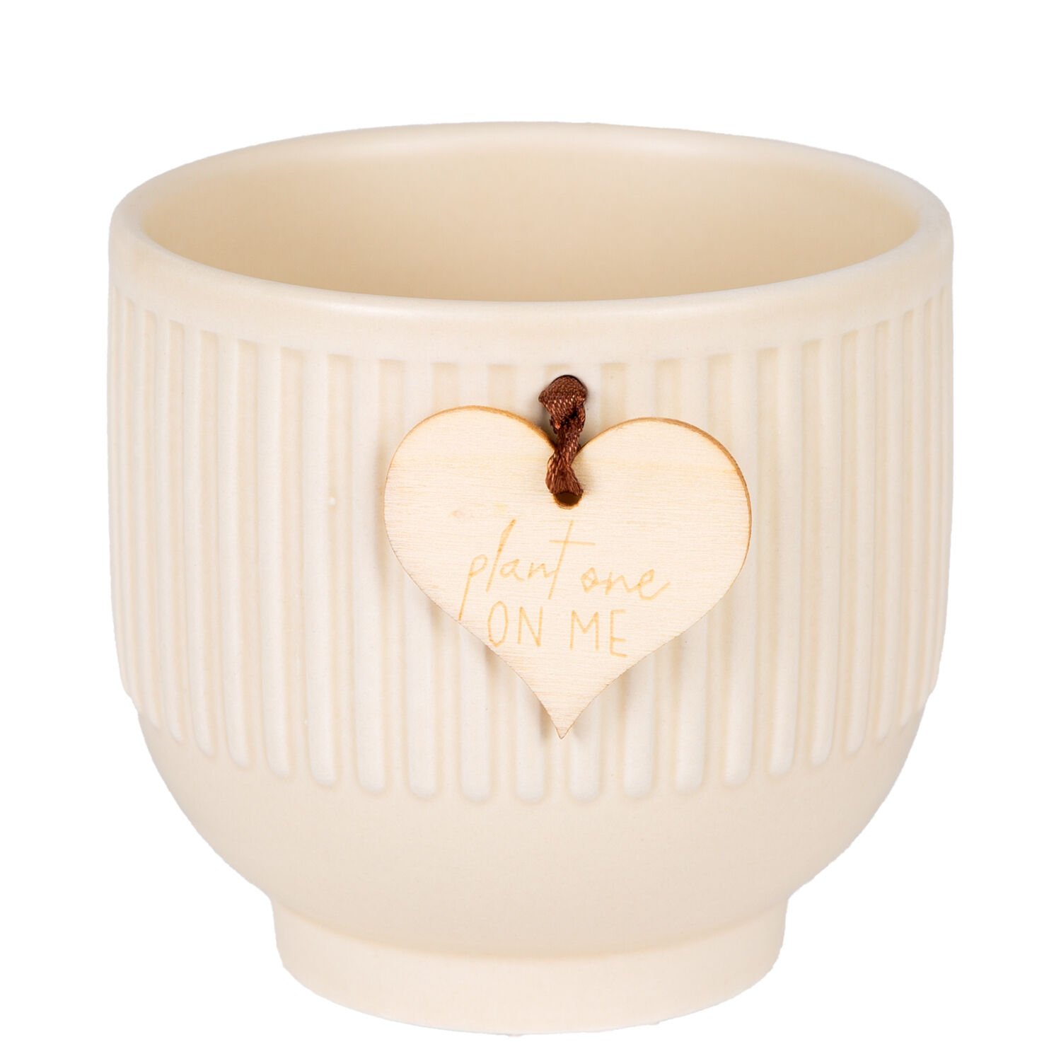 Seramik Saksı, Krem - 10x10.5 cm