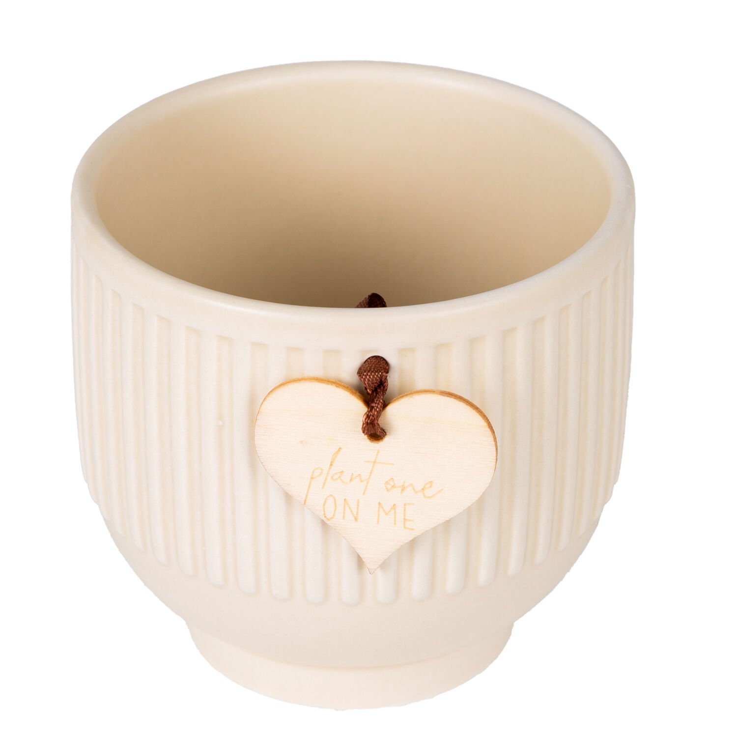 Seramik Saksı, Krem - 10x10.5 cm