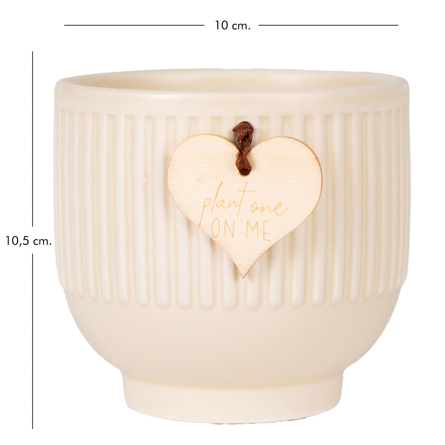 Seramik Saksı, Krem - 10x10.5 cm