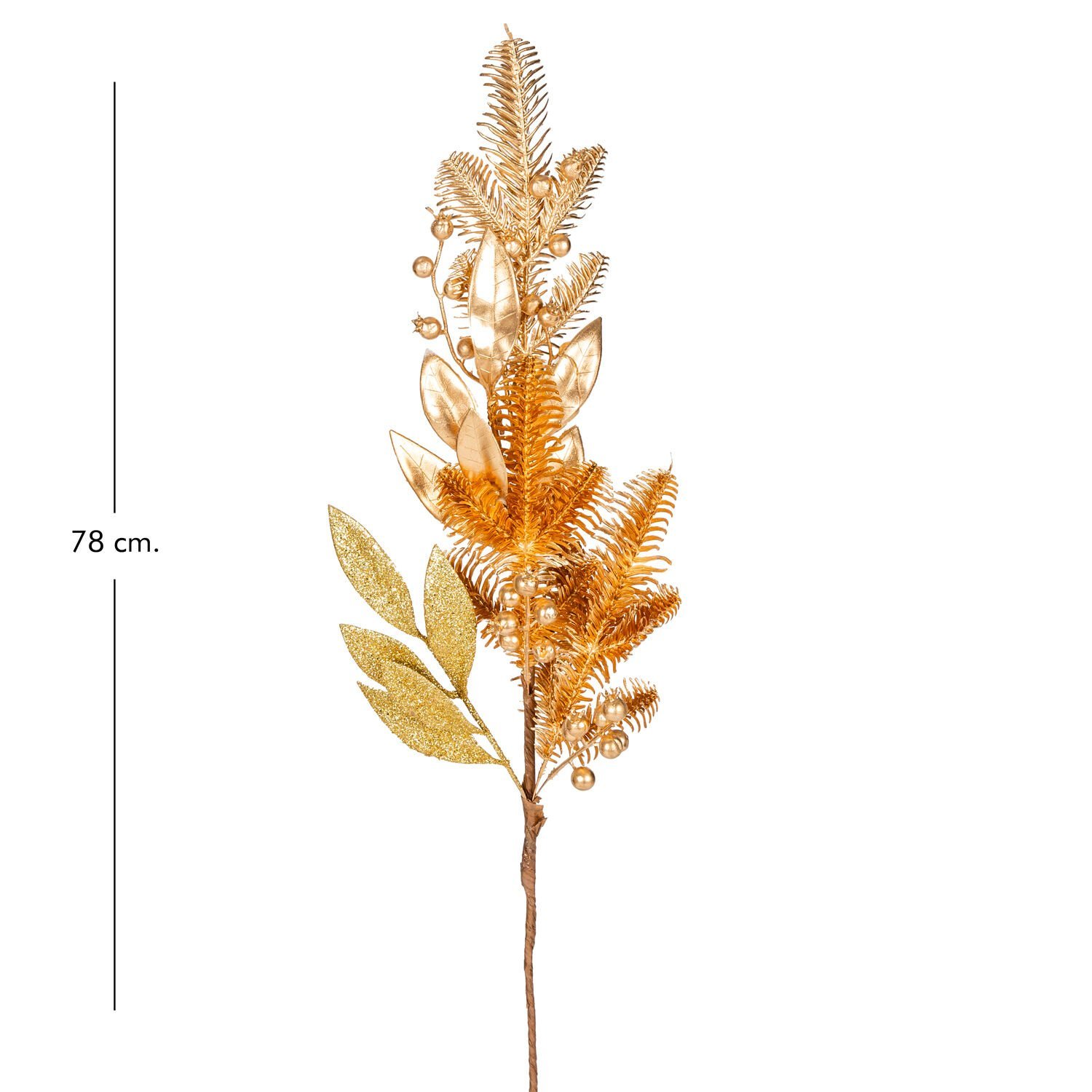 Yılbaşı Süsü, Simli Dal, Gold - 78 cm