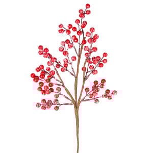 Yılbaşı Süsü, Pike Berry Kokina, Kırmızı - Karlı, 46 cm