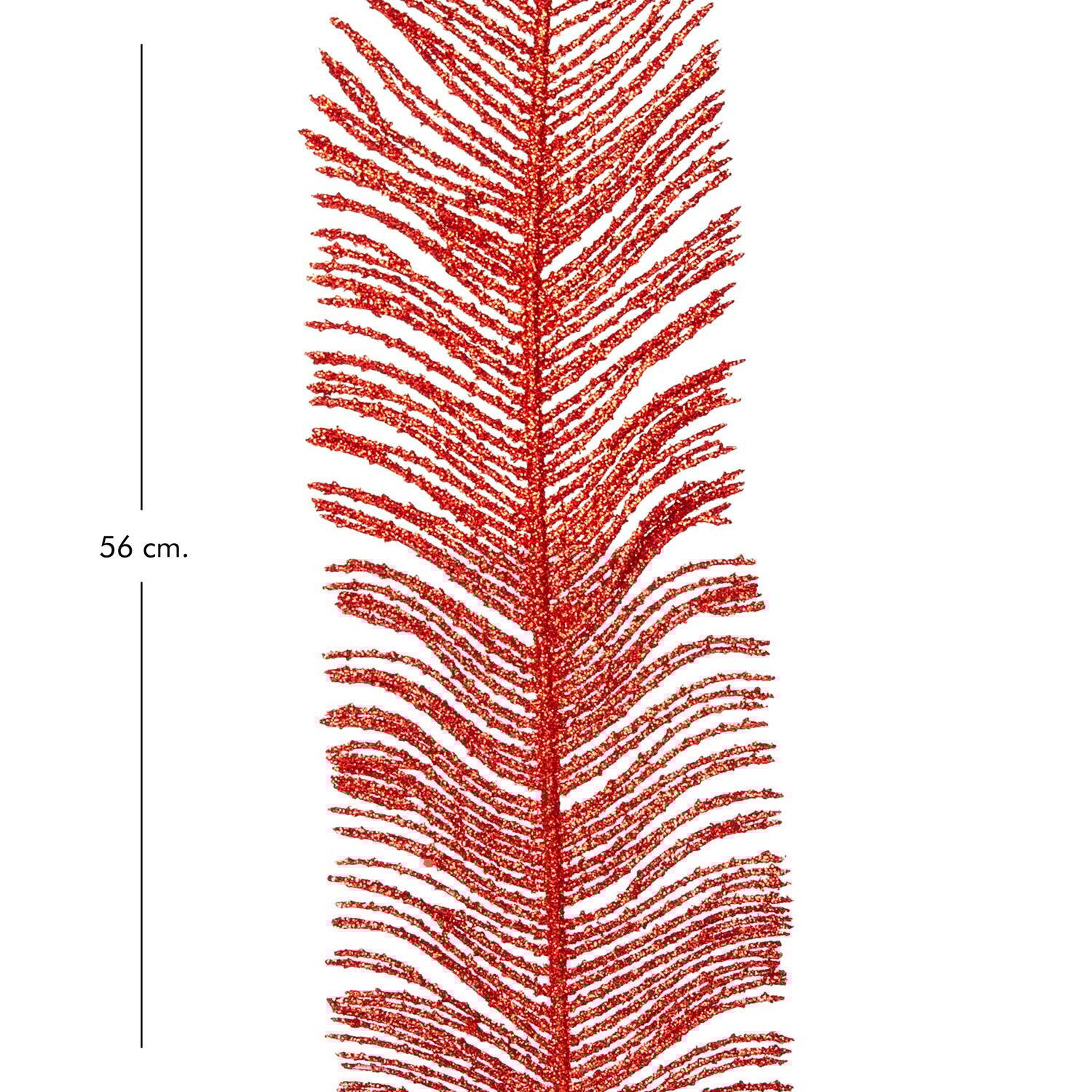 Yapay Çikas Dalı, Simli, Kırmızı - 56 cm