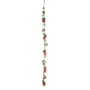 Yılbaşı Süsü, Pike Berry Garland, Kırmızı-Yeşil - Kozalaklı, 150 cm