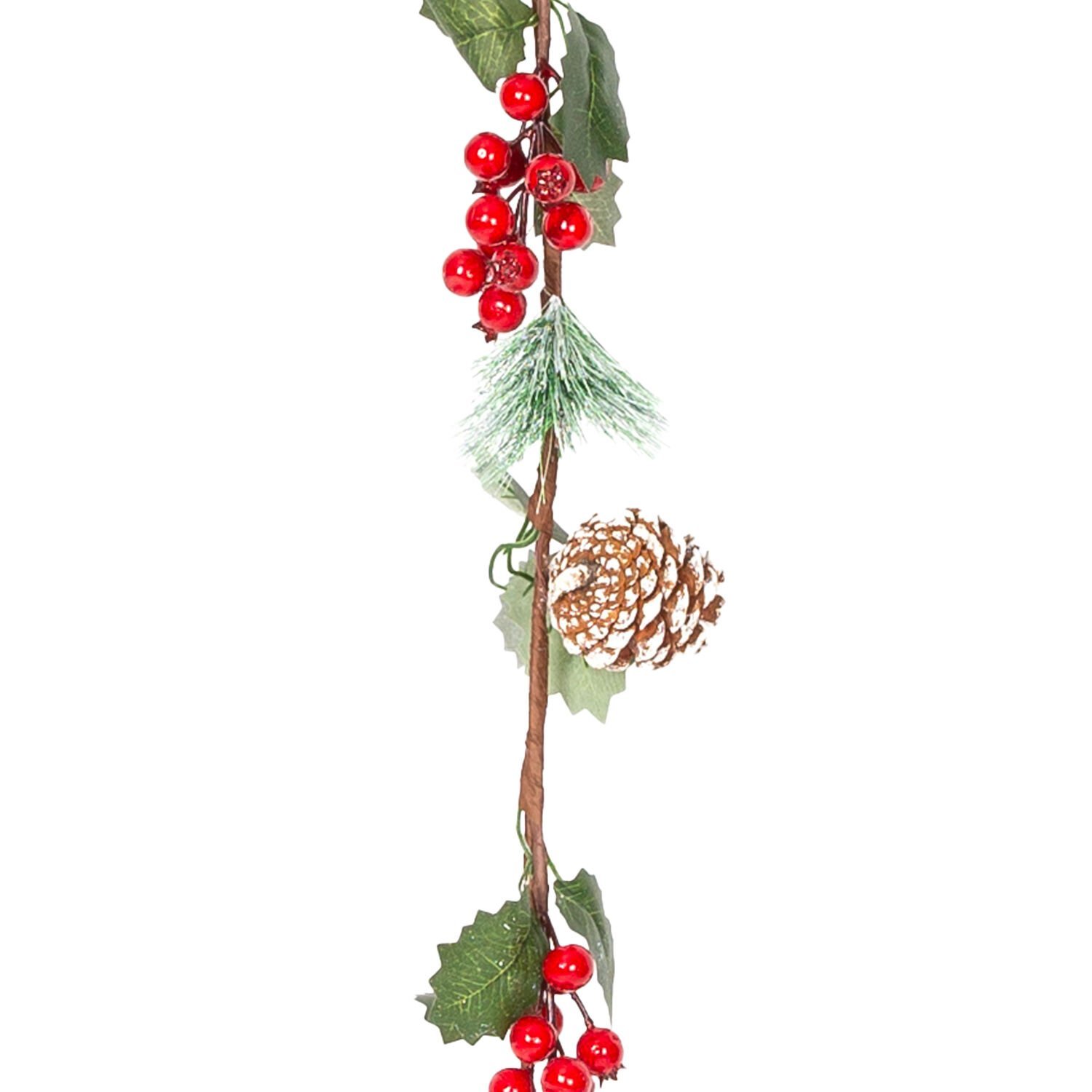 Yılbaşı Süsü, Pike Berry Garland, Kırmızı-Yeşil - Kozalaklı, 150 cm
