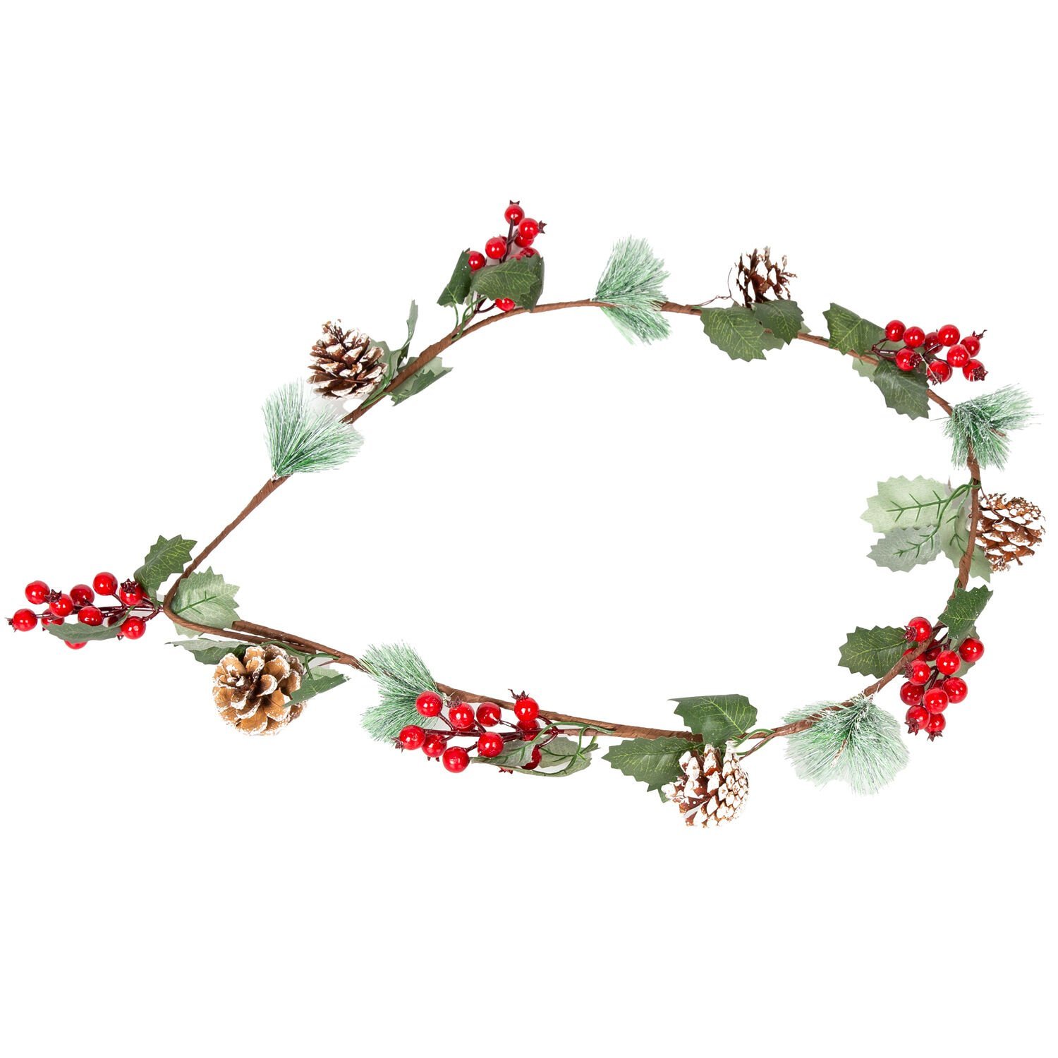 Yılbaşı Süsü, Pike Berry Garland, Kırmızı-Yeşil - Kozalaklı, 150 cm