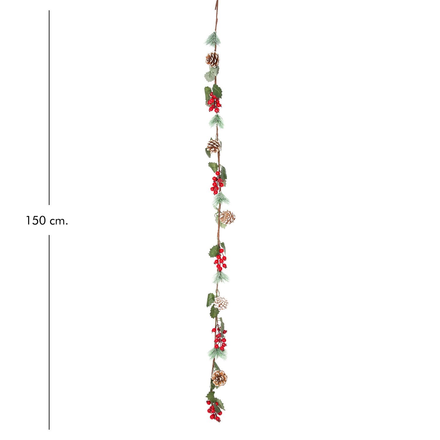 Yılbaşı Süsü, Pike Berry Garland, Kırmızı-Yeşil - Kozalaklı, 150 cm