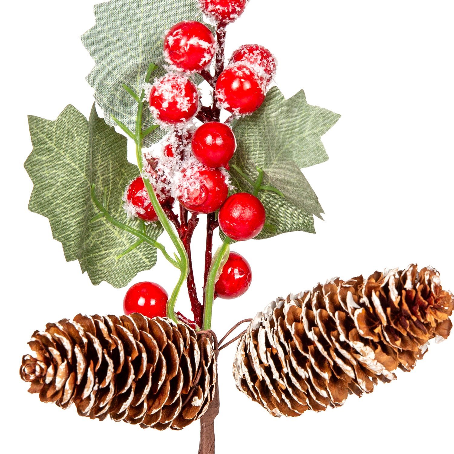 Yılbaşı Süsü, Pike Berry, Kırmızı-Yeşil - Çift Kozalaklı, 23 cm