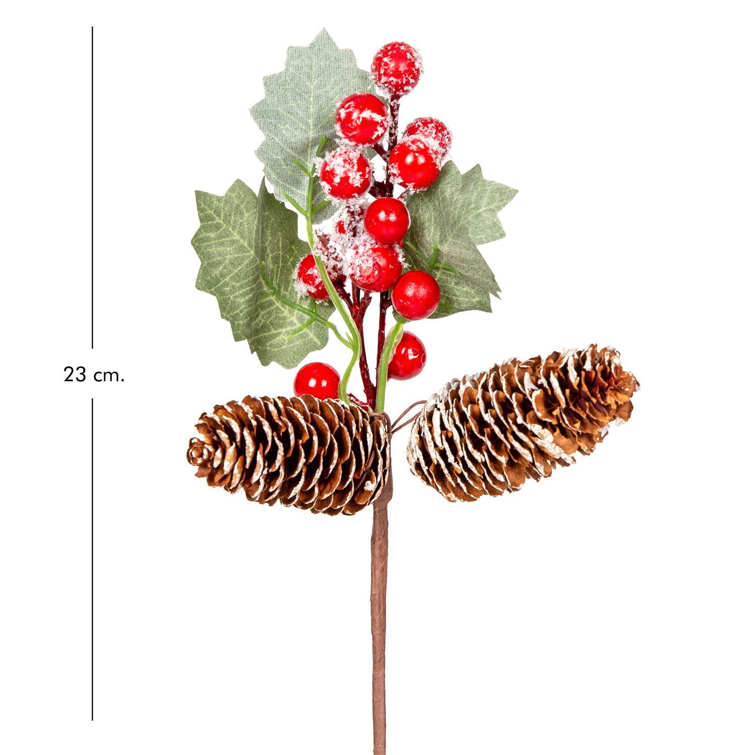 Yılbaşı Süsü, Pike Berry, Kırmızı-Yeşil - Çift Kozalaklı, 23 cm