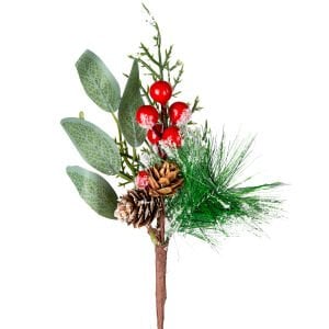 Yılbaşı Süsü, Pike Berry, Kırmızı-Yeşil - Karlı, 25 cm