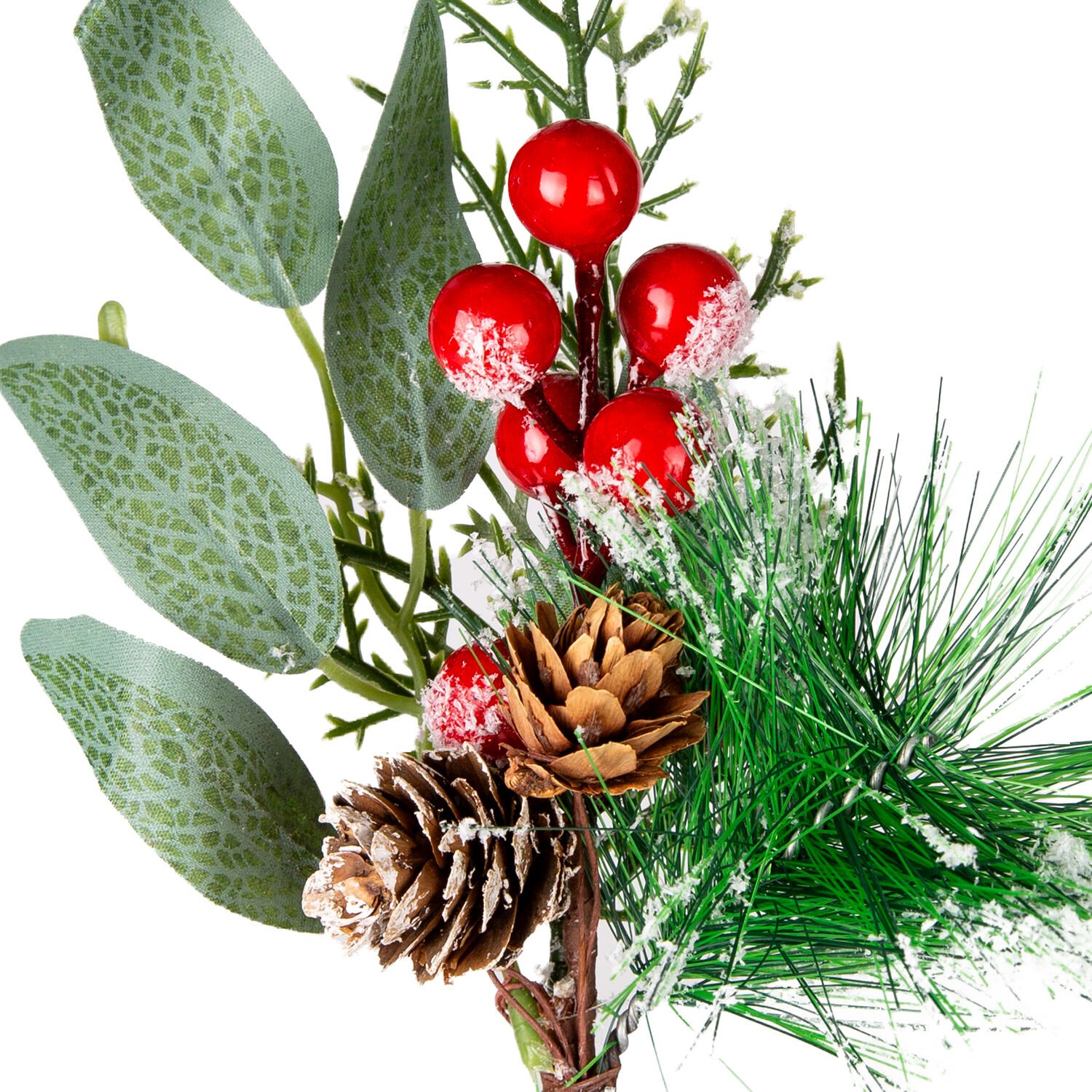 Yılbaşı Süsü, Pike Berry, Kırmızı-Yeşil - Karlı, 25 cm