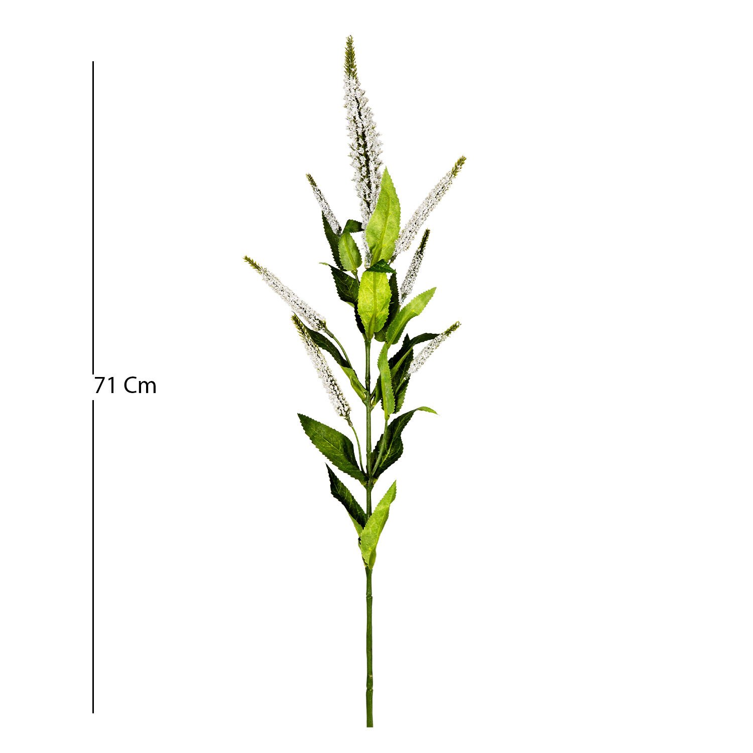 Yapay Lavanta Dalı, Yeşil-Beyaz - 71 cm