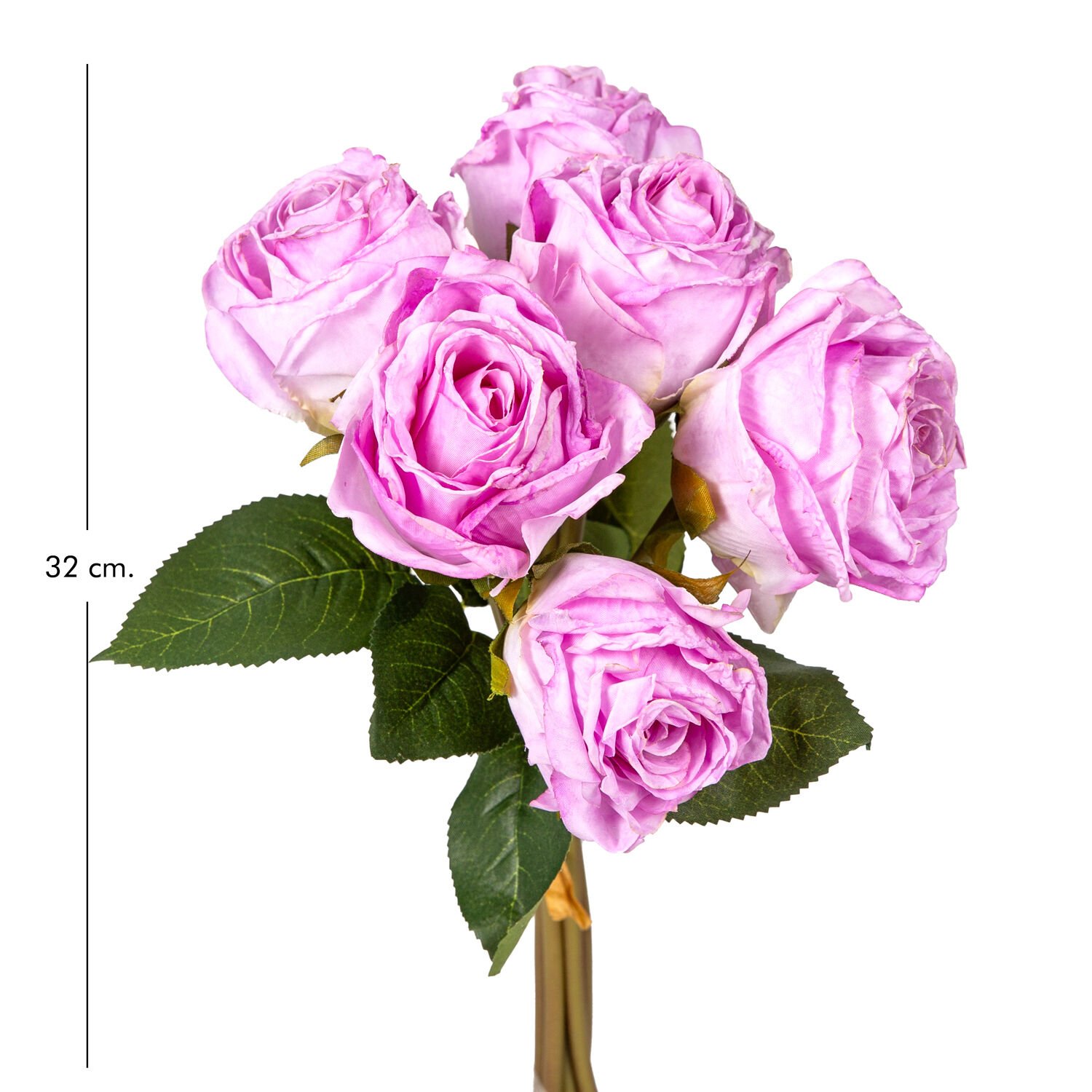Yapay Gül, Demet, Mor - 6 Çiçekli, 32 cm