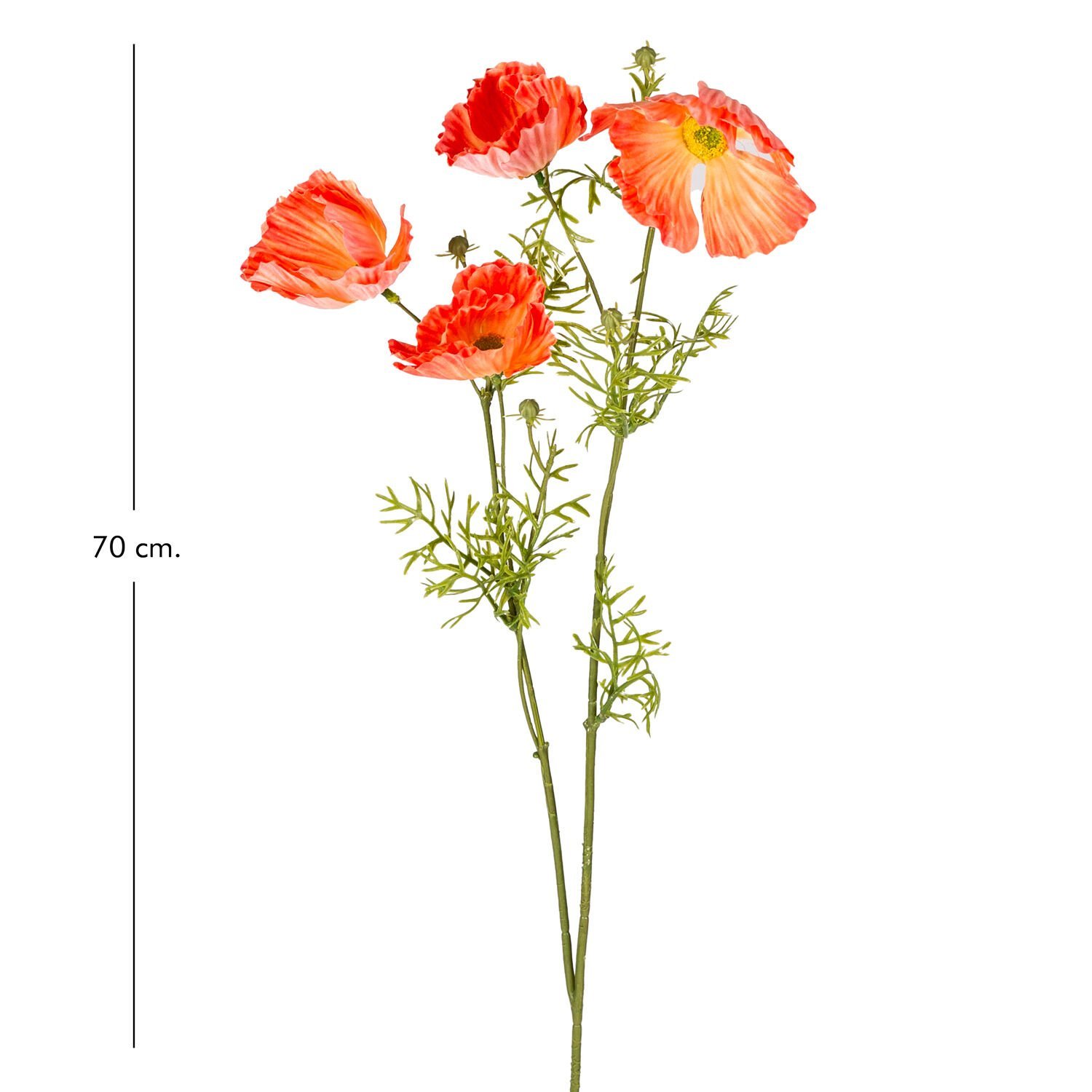 Yapay Çiçek, Gelincik, Turuncu - 70 cm