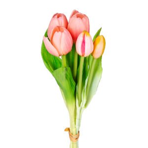 Yapay Lale, Pembe - 3 Çiçek, 2 Tomurcuklu, 33 cm