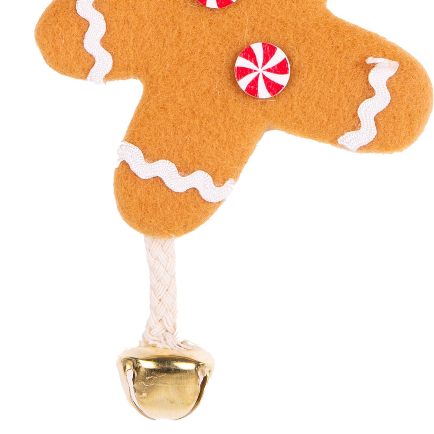 Yılbaşı Süsü, Kurabiye Adam, Silindir Şapkalı, Çıngıraklı, Kahverengi - 9,5x22 cm