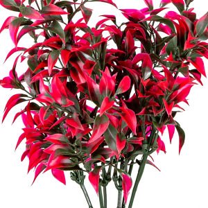Yapay Çay Bitkisi Kırmızı 35 Cm. UV Korumalı - Dış Mekan Uyumlu