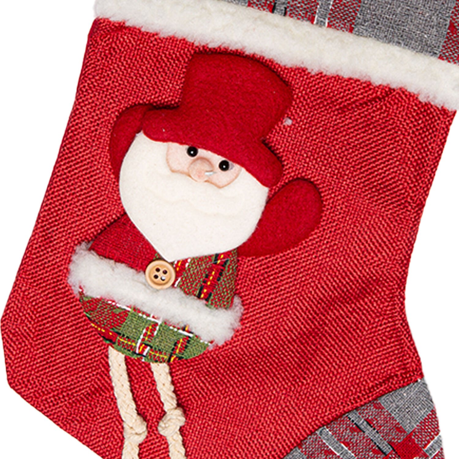 Yılbaşı Çorabı, Noel Baba Motifli, Kırmızı - 33x22 cm