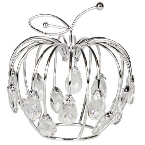 Dekoratif Metal Elma Kristal Taşlı Gümüş 17x16 Cm.