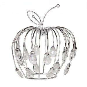 Dekoratif Metal Elma Kristal Taşlı Gümüş 21x22 Cm.