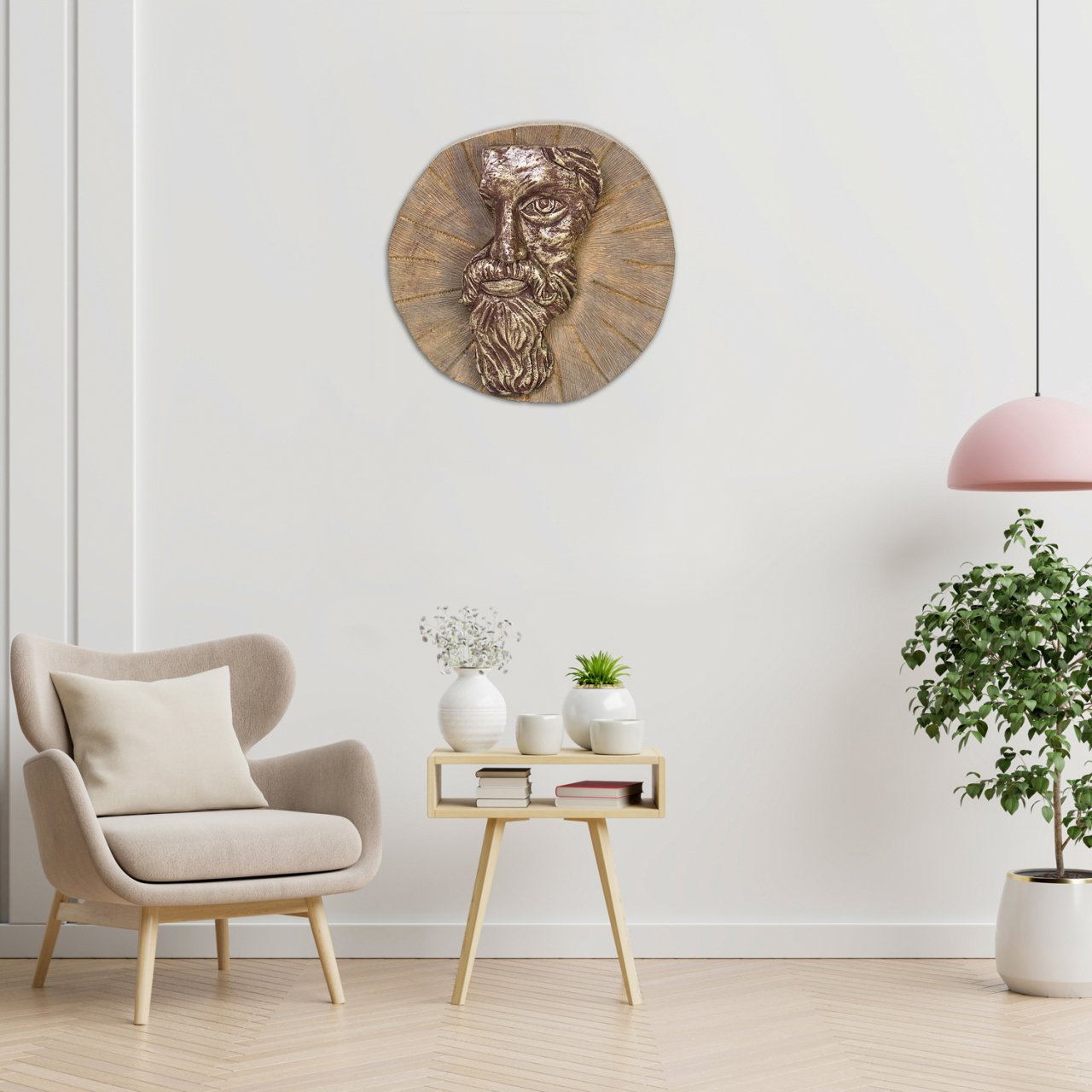 Dekoratif Mask Duvar Dekoru, Sağ Surat - 24x10 cm