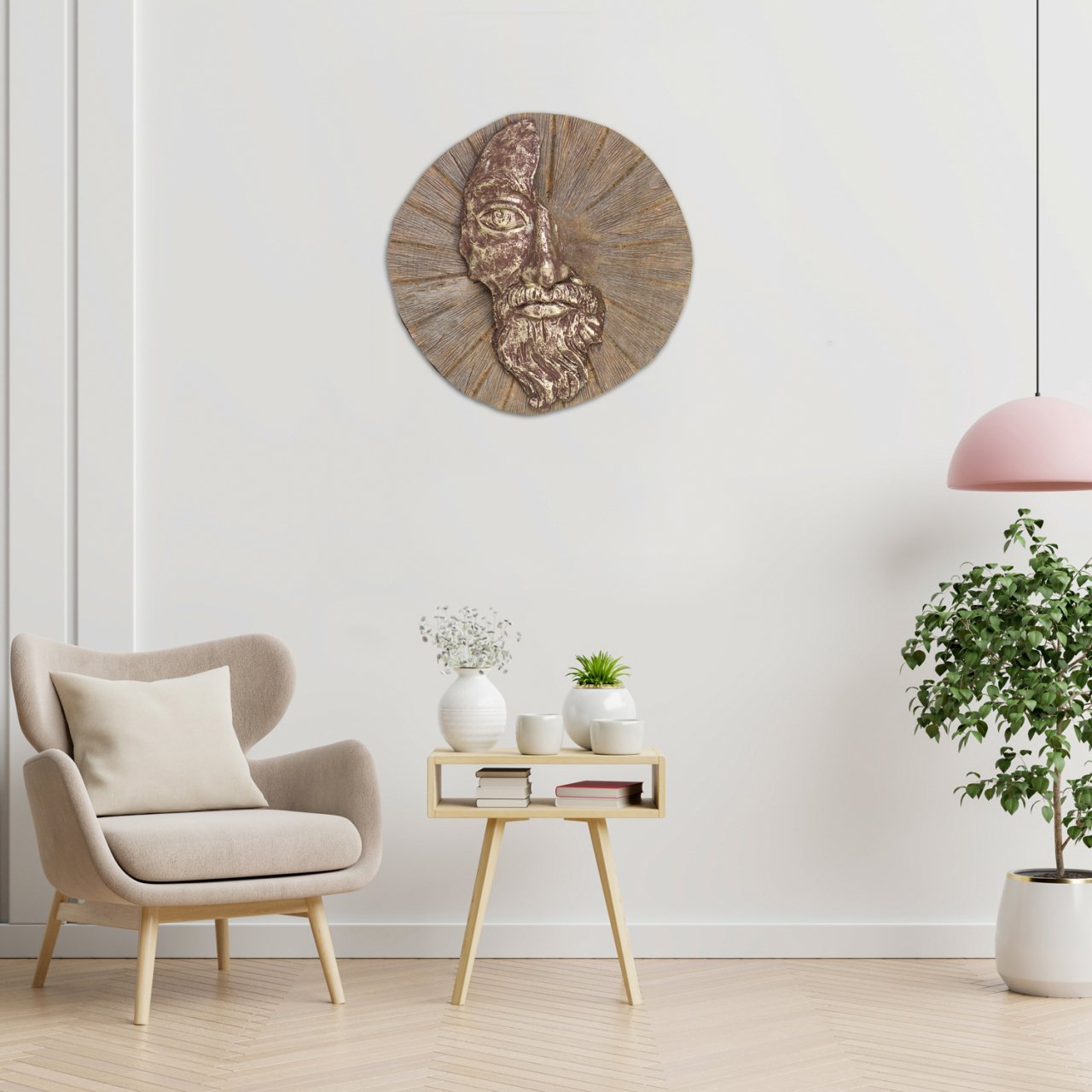 Dekoratif Mask Duvar Dekoru, Sol Surat - 24x10 cm