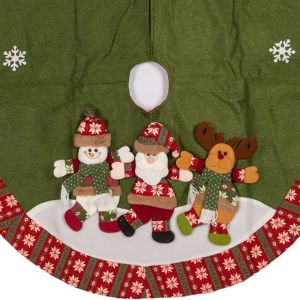 Yılbaşı Süsü Çam Örtüsü Noel Baba Kardan Adam Geyik Figürlü Yeşil 120 Cm.
