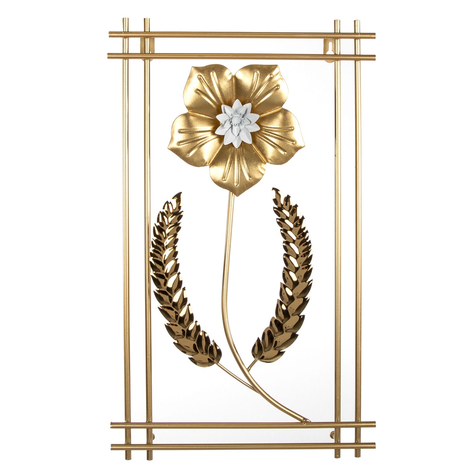 Metal Tablo Çiçek Desenli 3 Boyutlu Modern Gold 30x50 Cm.
