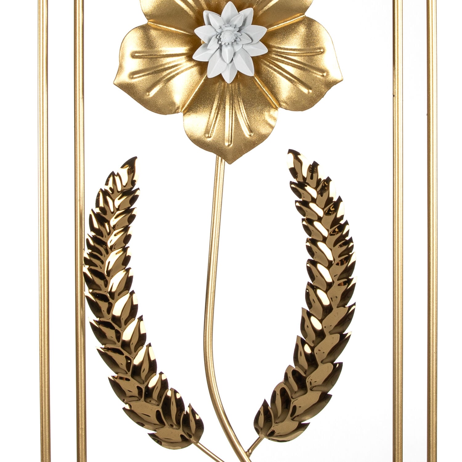 Metal Tablo Çiçek Desenli 3 Boyutlu Modern Gold 30x50 Cm.
