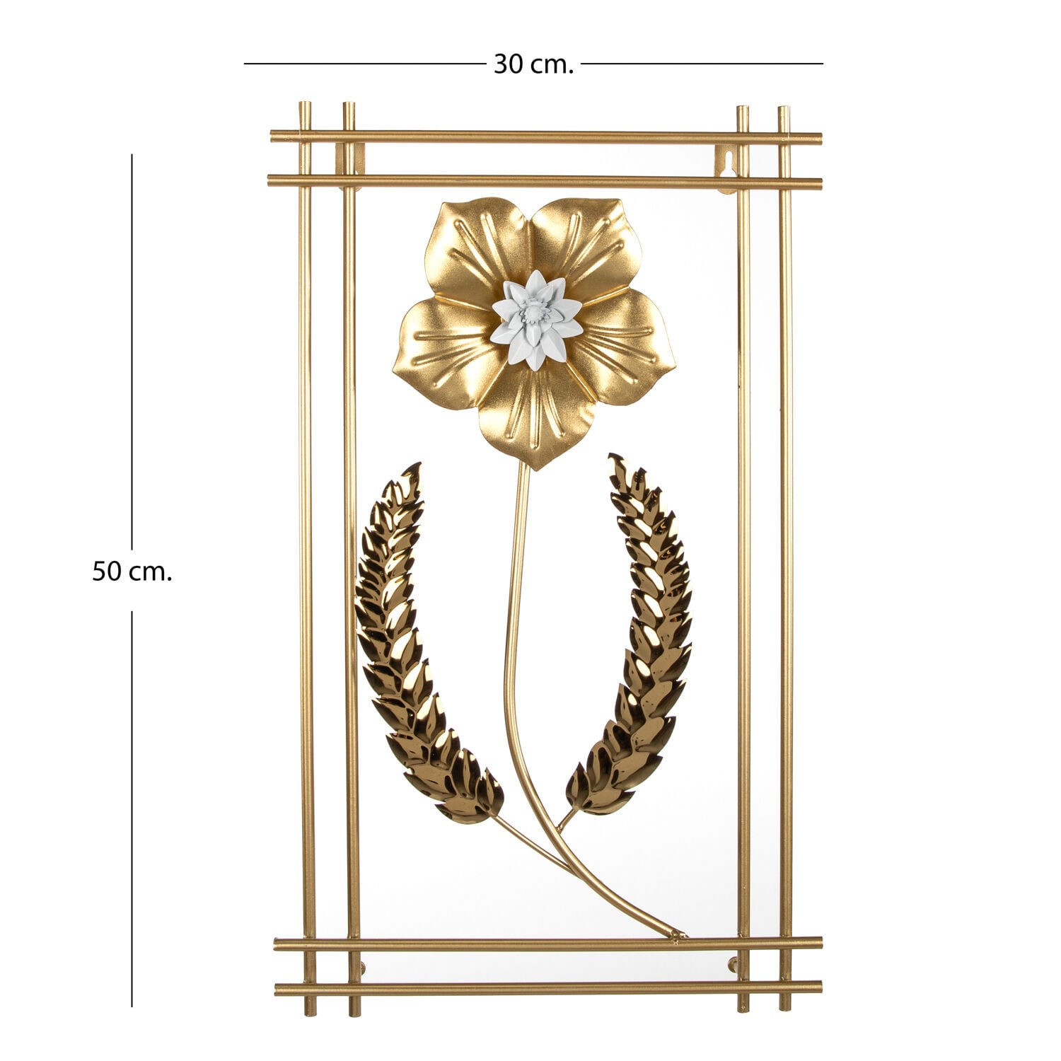 Metal Tablo Çiçek Desenli 3 Boyutlu Modern Gold 30x50 Cm.