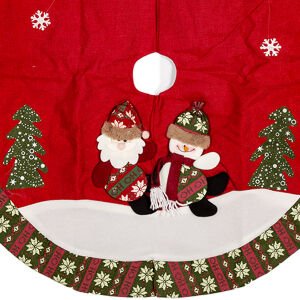 Yılbaşı Süsü Çam Örtüsü Noel Baba Kardan Adam Figürlü Kırmızı 100 Cm.