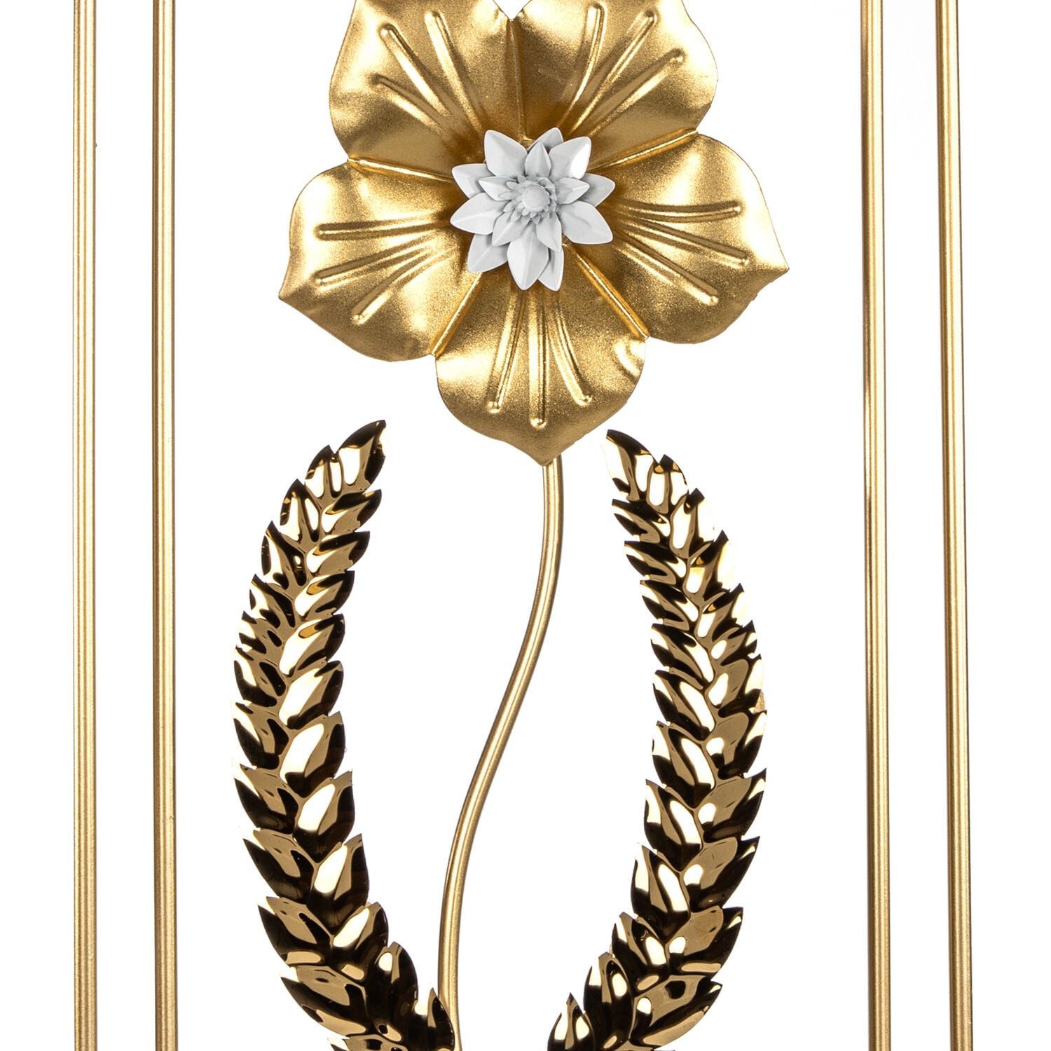 Metal Tablo Çiçek Desenli 3 Boyutlu Modern Gold 30x50 Cm.