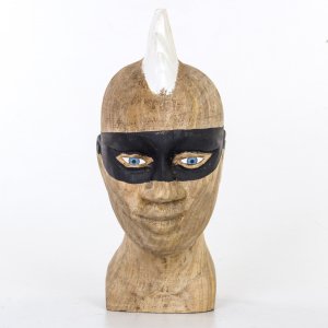 Dekoratif Ahşap Maskeli Büst 14x23x35 Cm