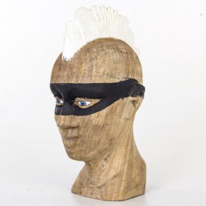 Dekoratif Ahşap Maskeli Büst 14x23x35 Cm