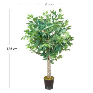 Yapay Ficus Ağacı Çift Gövde Yeşil 135 Cm.