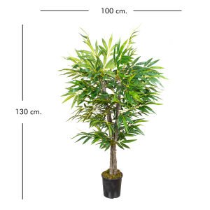 Yapay Bambu Ağacı Çift Gövde Yeşil 130 Cm.