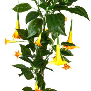Yapay Ağaç Datula-Boru Çiçeği Gerçek Dokulu 104 Yaprak 10 Çiçekli Yeşil-Turuncu 160 Cm.