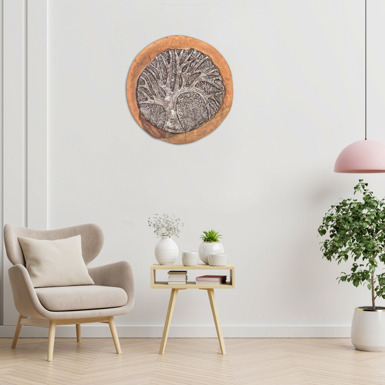 Dekoratif Duvar Dekoru, Ağaç Desen - 37x8 cm